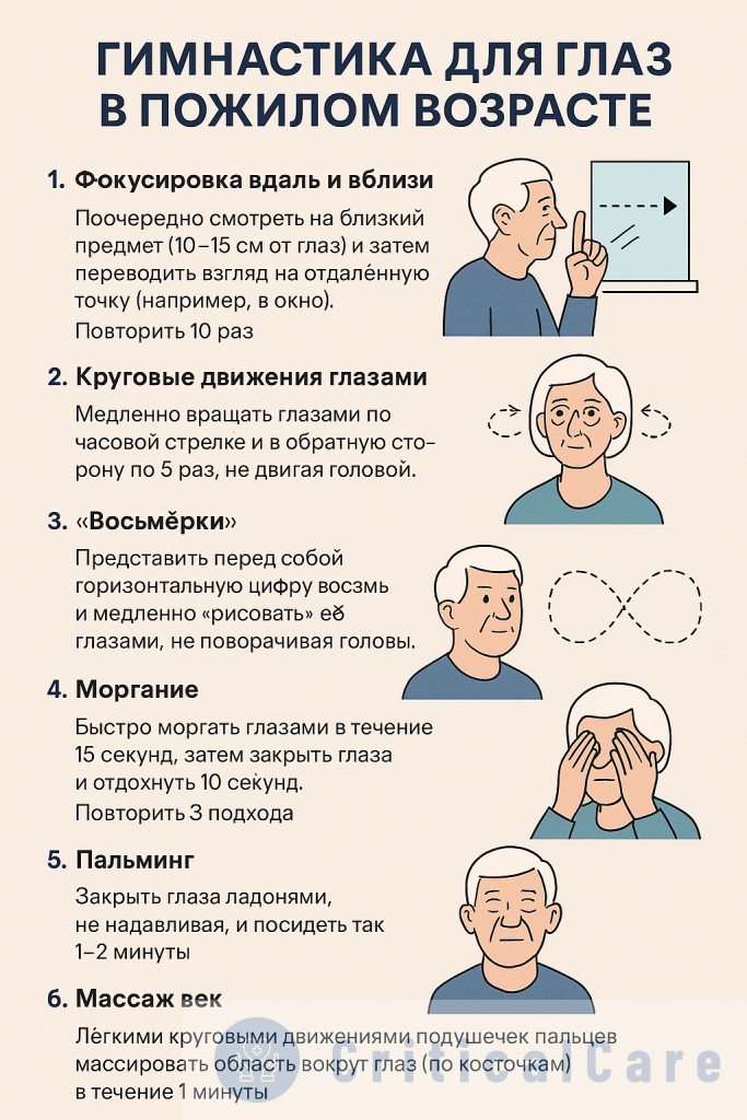 Гимнастика для глаз в пожилом возрасте